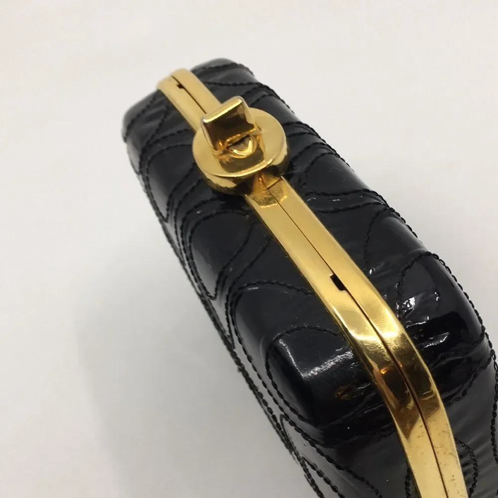 Coach Black Patent Leather Raised 
